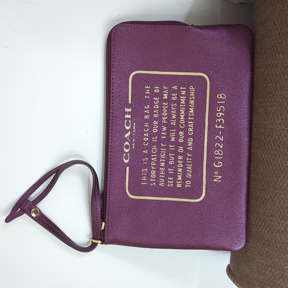 Coach Purple Leather Story Patch Pouch